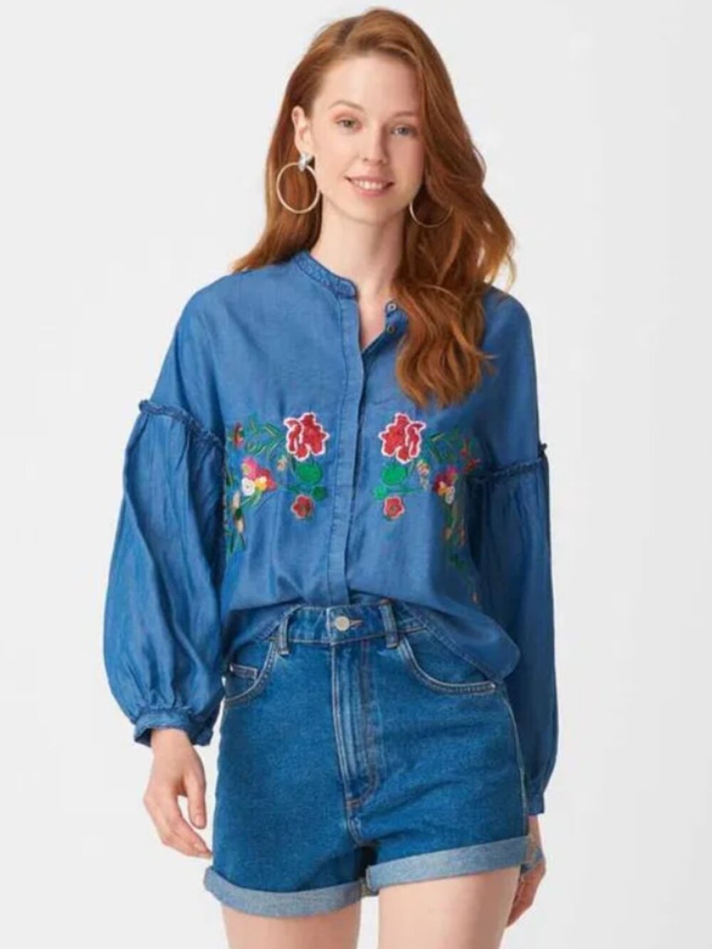 ONLY Sara long sleeve denim shirt blouse - Picture 2 of 9